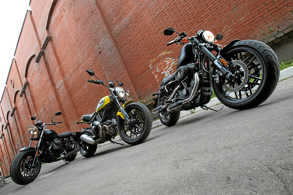 Moto Guzzi V9 Bobber, Ducati Scrambler и Harley-Davidson Roadster