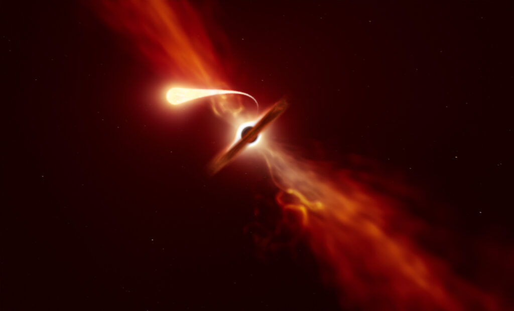 приливное разрушение звезды черной дырой